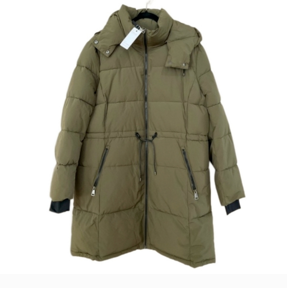 DKNY Jacket Puffer Lightweight Thumb Cuffs Zippered Pockets Green Ladies XXL NEW